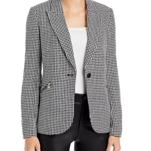 NWT! T TAHARI Houndstooth Blazer Jacket w/ Zippers - Picture 6 of 7